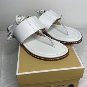Marlon Leather Flat Sandal Leather NIB Sz 8.5 US White